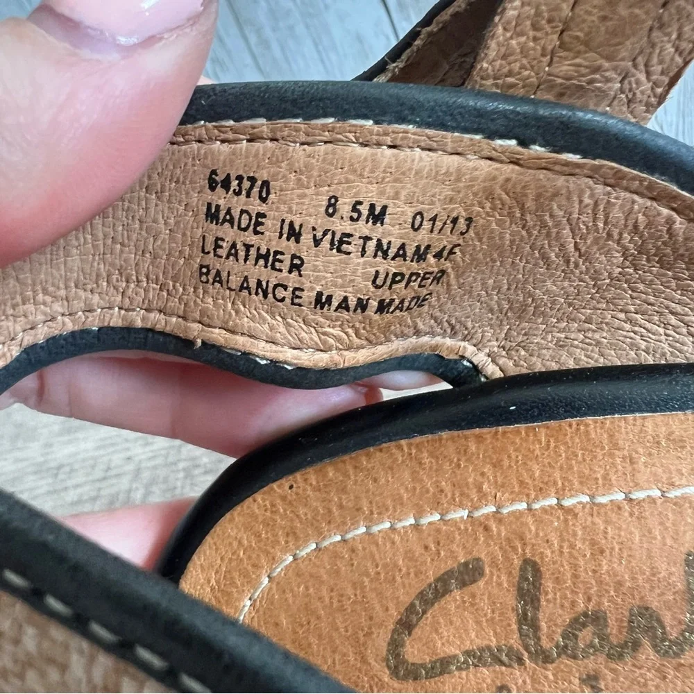 Clarks Amelia Air Black and Natural Espadrille Wedge Sandals 8.5 - Picture 6 of 9